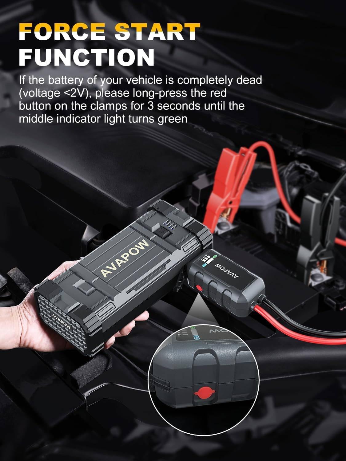 AVAPOW A28 3000A 23800mAh Dijital Ekranlı SUV & Ticari Akü Takviye Kiti - Görsel 2