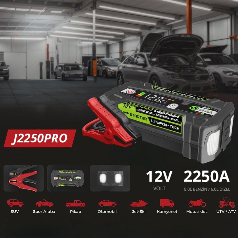 LOKITHOR J2250PRO 2250A 12V LiFePO4 Uzun Ömürlü Profesyonel Akü Takviye Cihazı - Açı 3