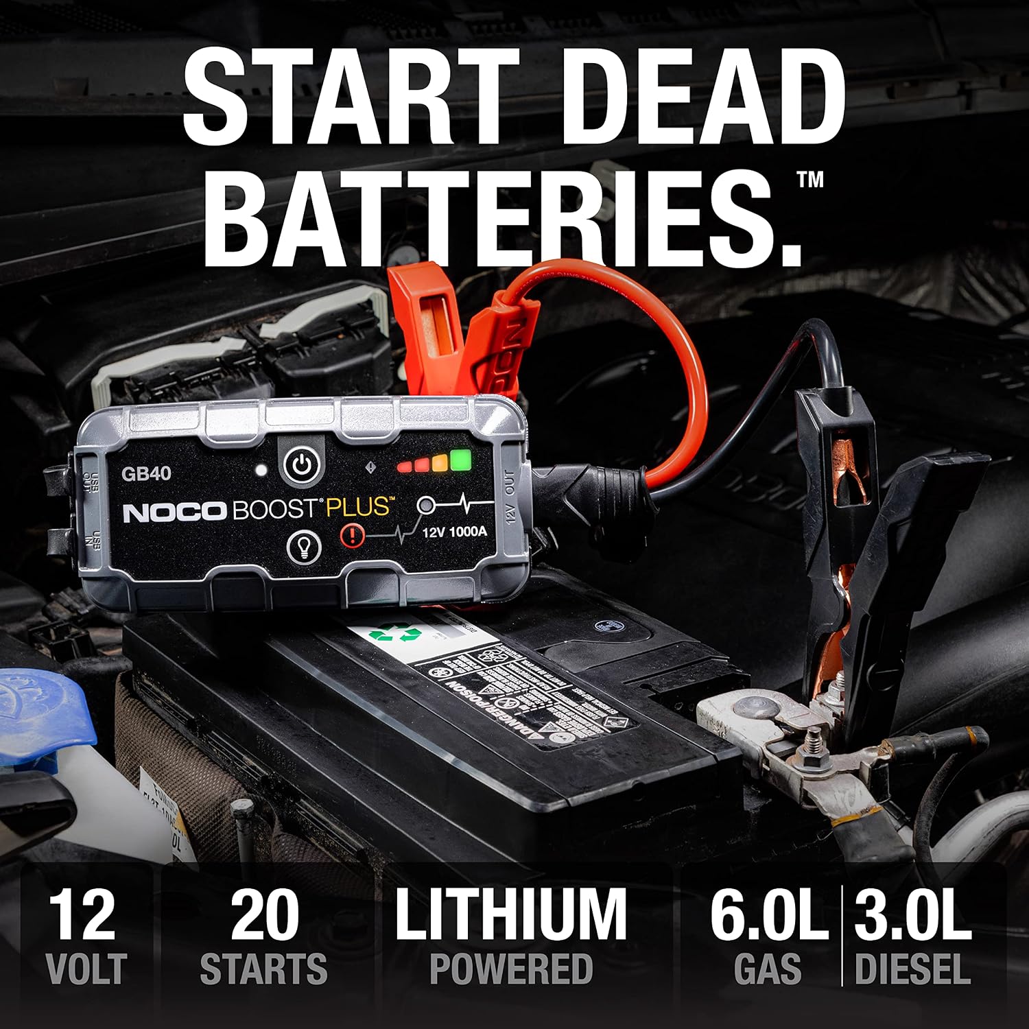 NOCO Boost Plus GB40 1000A 12V UltraSafe Lityum Akü Takviye Cihazı - Görsel 2
