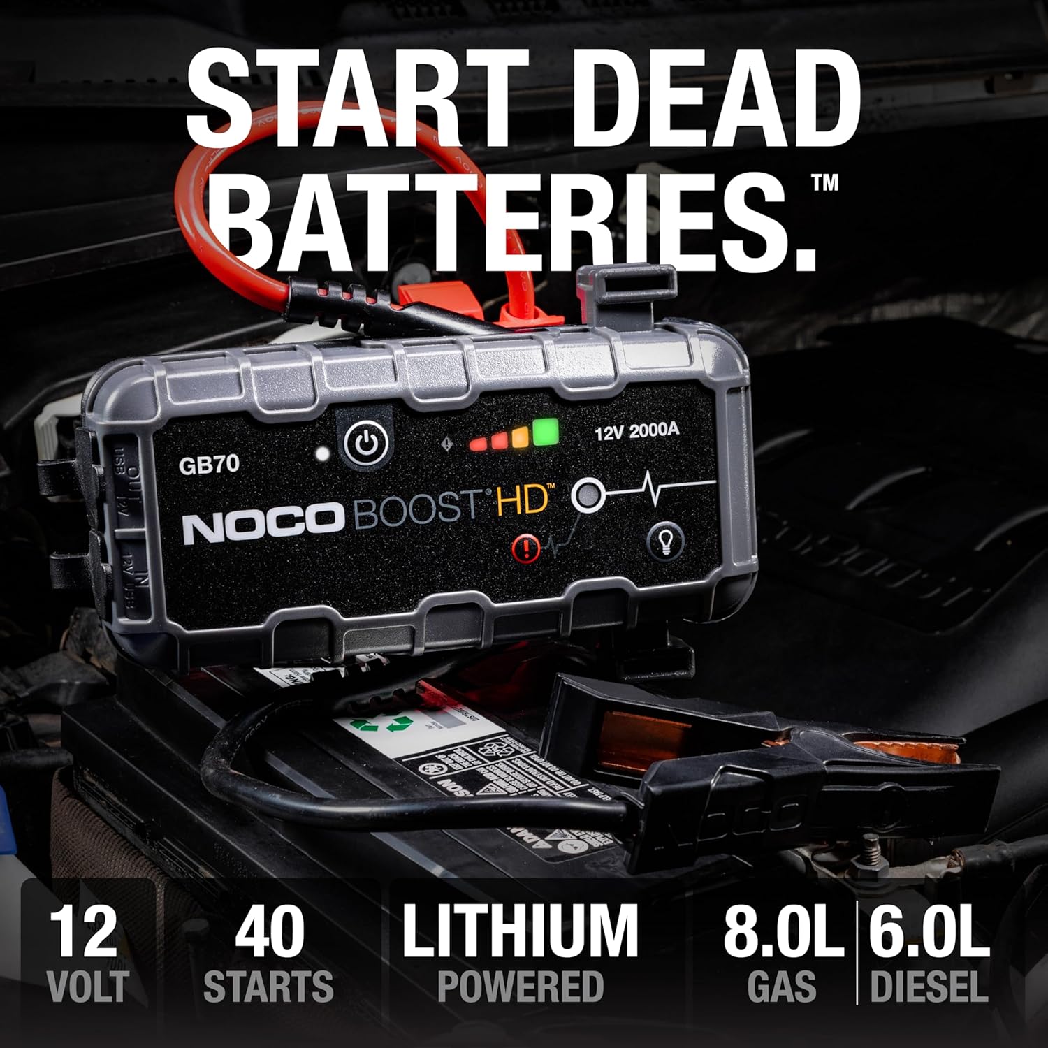 NOCO Boost HD GB70 2000A 12V Heavy-Duty Profesyonel Akü Takviye Cihazı - Açı 2
