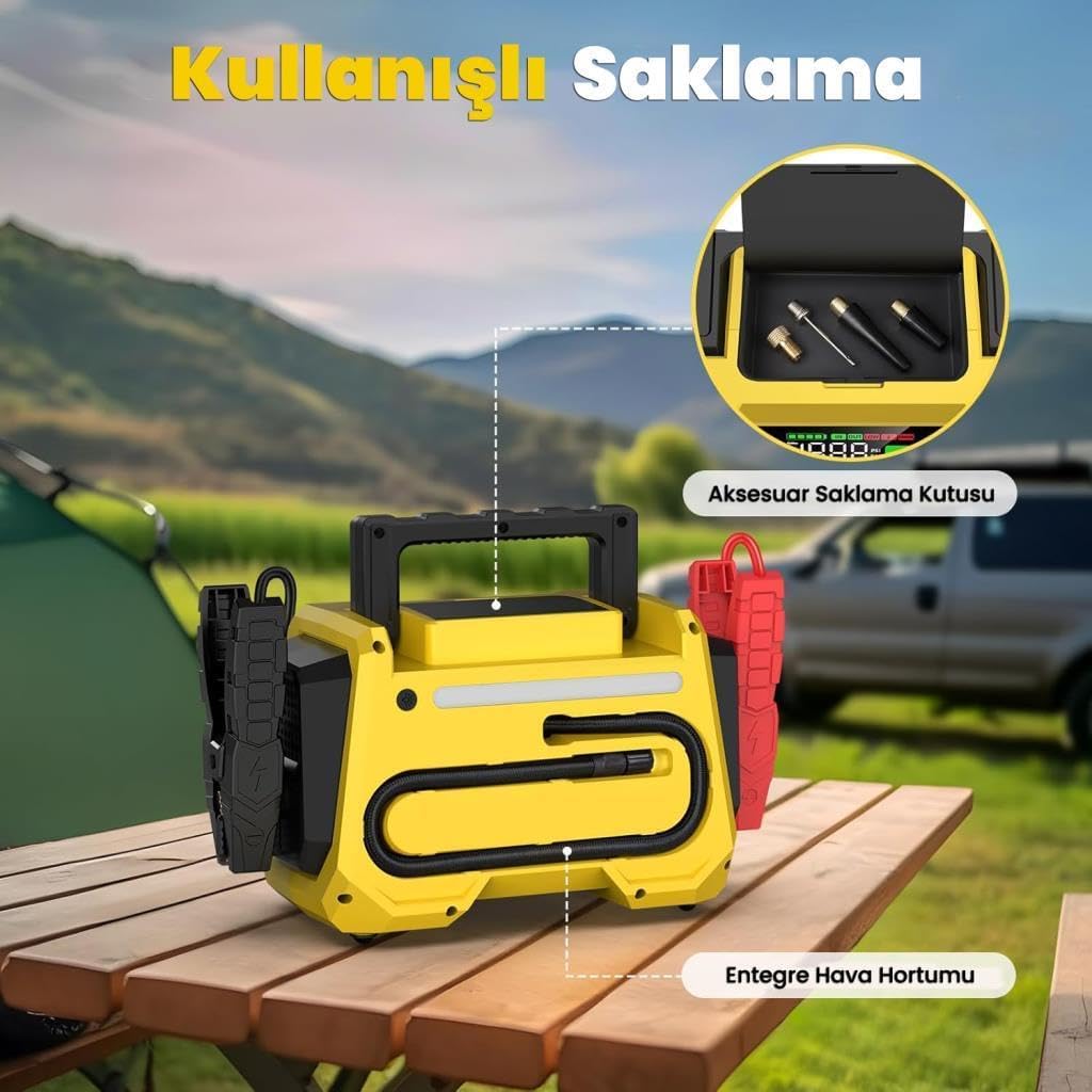 GROOVE F05 8000A 42000mAh Ağır Hizmet Tipi Akü Takviye Cihazı & 150 PSI Kompresör - Açı 4